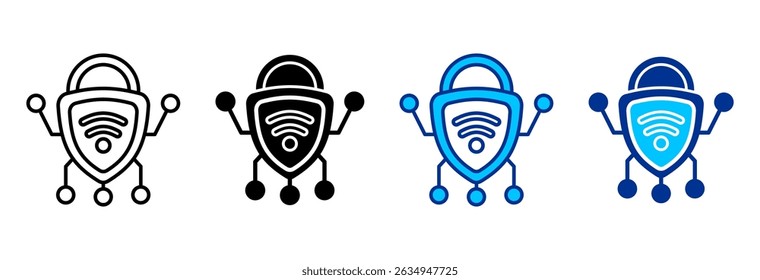 Shield Icon Set Multiple Style Vector Illustration