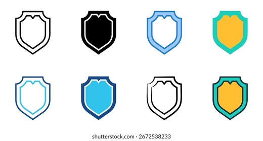 Shield icon set multiple style collection 

