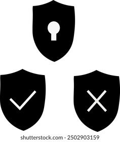 Icono de escudo establecido en fondo claro. Símbolo de protección. Concepto de seguridad