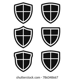 shield icon set, protect guard shield illustration, security icon 