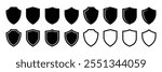 Shield icon set. Protect shield security line icons. Badge quality symbol, sign, logo or emblem.