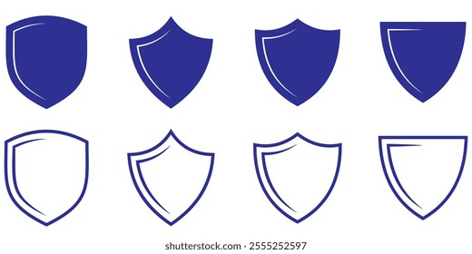 Shield icon set. Protect shield security line icons. Badge quality symbol, sign, logo or emblem. 333