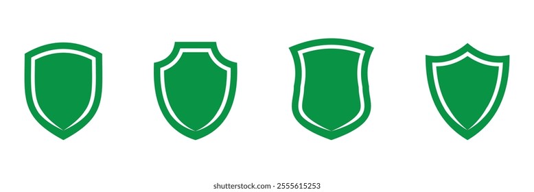 Shield icon set. Protect shield security line icons. Badge quality symbol, sign, logo or emblem.