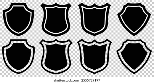 Shield icon set. Protect shield security icon. Badge quality symbol, sign, logo or emblem. 