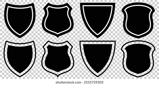 Shield icon set. Protect shield security icon. Badge quality symbol, sign, logo or emblem. 