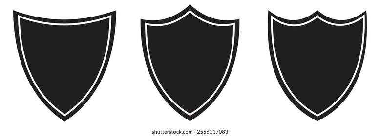 Shield icon set. Protect shield security line icons.