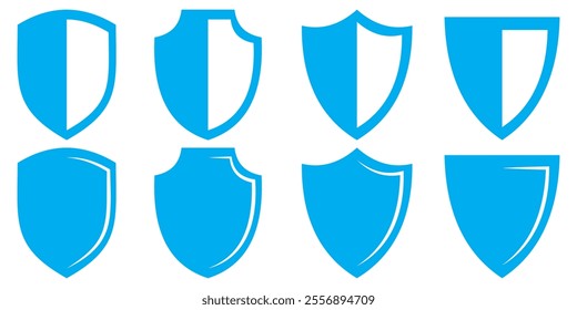 Shield icon set. Protect shield security line icons.