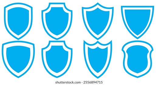 Shield icon set. Protect shield security line icons.