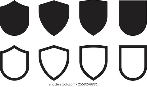 Shield icon set. Protect shield security line icons. Badge quality symbol, sign or logo. in trendy style.
