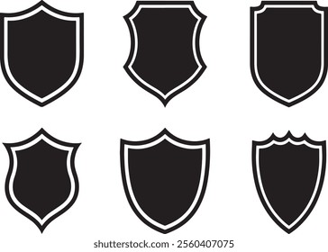 Shield icon set. Protect shield security line icons.