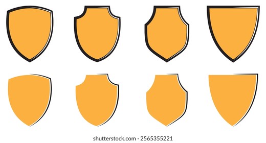 Shield icon set. Protect shield security line icons.  the middle Protection icon concept design eps 10