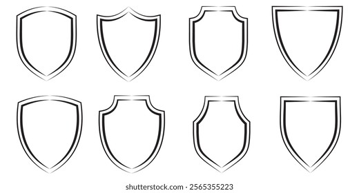 Shield icon set. Protect shield security line icons.  the middle Protection icon concept design eps 10