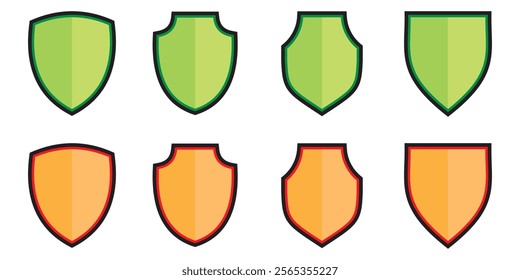 Shield icon set. Protect shield security line icons.  the middle Protection icon concept design eps 10