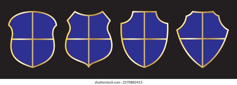 Shield icon set. Protect shield security line icons. Badge quality symbol, sign, logo or emblem.