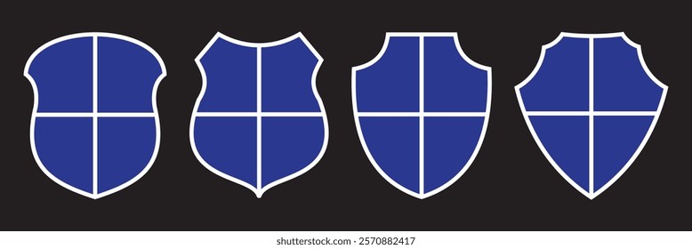 Shield icon set. Protect shield security line icons. Badge quality symbol, sign, logo or emblem.