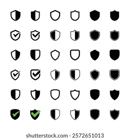 Shield icon set. Protect shield security icons. Badge quality symbol on white background