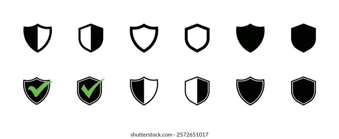 Shield icon set. Protect shield security icons. Badge quality symbol on white background