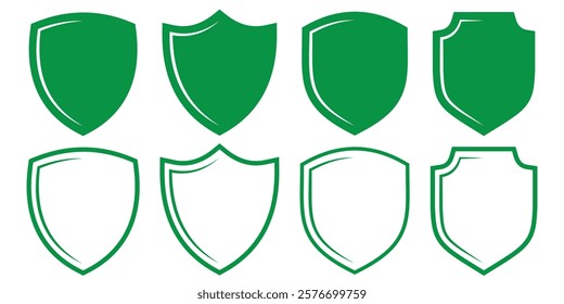 Shield icon set. Protect shield security line icons. Badge quality symbol, sign, logo or emblem.