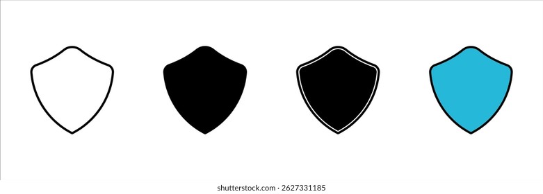Shield icon set. Protect shield security line icons. Badge quality symbol, sign, logo or emblem.