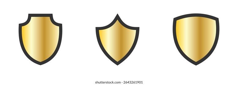 Shield icon set. Protect shield security line icons. Badge quality symbol, sign, logo or emblem.