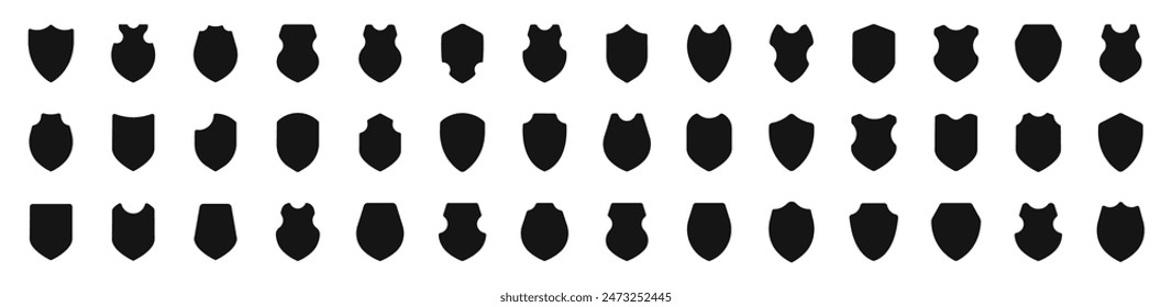 Shield icon set. Protect shield vector icons. Protection, defense, safety badges. Shield collection. Shield silhouettes