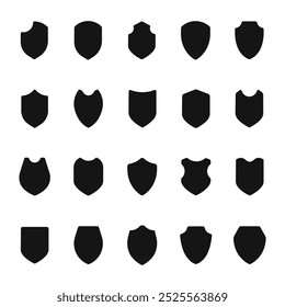 Shield icon set. Protect shield vector icons. Protection, defense, safety badges. Shield collection. Shield silhouettes