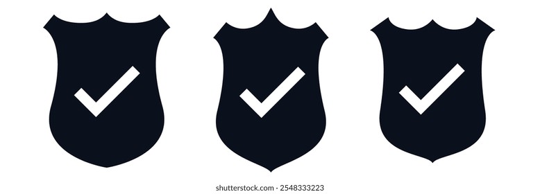 Shield icon set. Protection confirmed icons. Protection approve sign. Safe icon vector