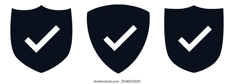 Shield icon set. Protection confirmed icons. Protection approve sign. Safe icon vector