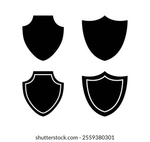 Shield icon set. Protection, defense symbol. Security shield icon collection. Different shields shapes. Protection symbol.  Security icon.  Protect badge. Safe, Shield, Guard, Protection, Security. 