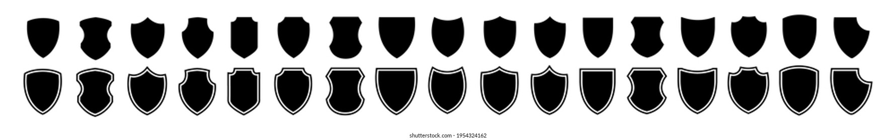 Shield icon set. Protection flat sign.