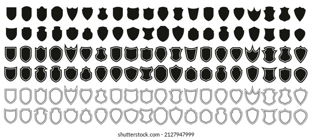 Shield icon set. Protection flat sign.