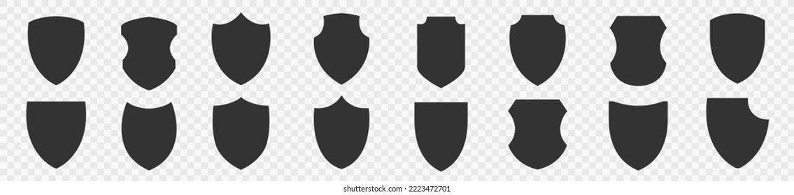 Shield icon set. Protection flat sign.