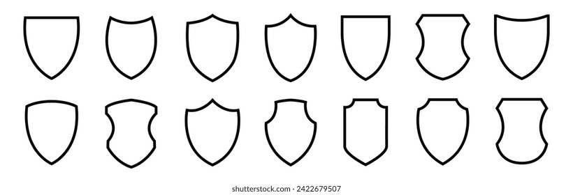 Shield icon set. Protection flat sign.