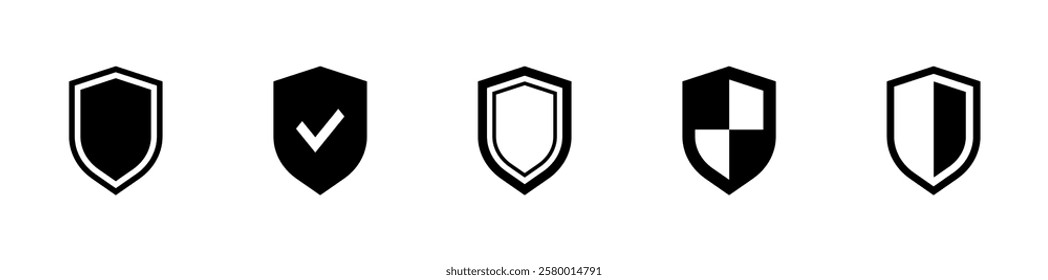 Shield icon set. Protection icon. Safety shield icon. Different shields icons. Vector illustration.