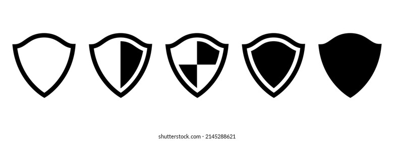 Shield icon set. Protection security symbol. Vector illustration isolated on white background.