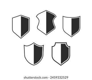 Shield icon set. Protection and Security icon on white background. Safety and defense concept. armor icon. Vector illustration