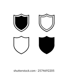 Shield icon set Retro Vintage design. Color shield shape vector illustration. Badge Geometric isolated Shape Set on a white background.