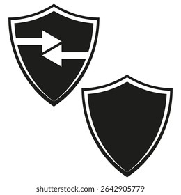 Shield icon set. Security arrow symbol. Protection vector graphic. Safe defense emblem.