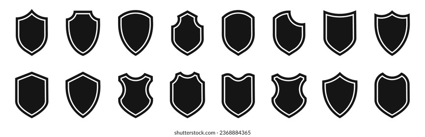 Shield icon set. Shield shapes collection. Protect shield silhouettes. Silhouette style vector icons.