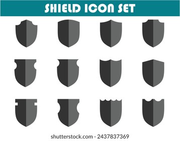 shield icon set, simple flat and black and white design, for graphic needs. vector eps 10.