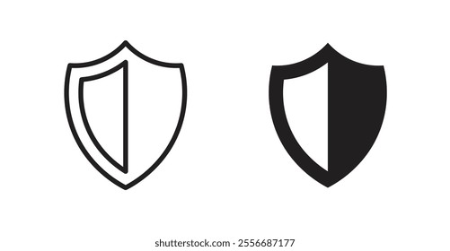 Shield icon set in Thin line black color.