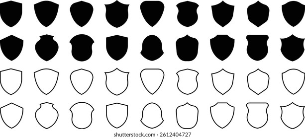 Shield icon set. Set of vintage label and badges shape collections. Shield icon