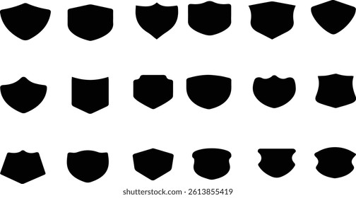 Shield icon set in vintage style.Set of security shield icons, security shields logotypes with check mark and padlock.