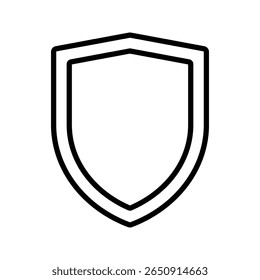 Shield icon set in vintage style. Protect shield security line icons. Badge quality symbol, sign, logo or emblem.  Black knight award contours and linear signs. Protect shapes silhouette. 