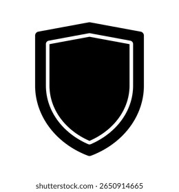 Shield icon set in vintage style. Protect shield security line icons. Badge quality symbol, sign, logo or emblem.  Black knight award contours and linear signs. Protect shapes silhouette. 