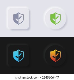 Juego de iconos Escudo, concepto de diseño de iconos de garantía, botón de neumorfismo multicolor diseño de interfaz de usuario suave para diseño web, interfaz de usuario de la aplicación y más, conjunto de iconos, botón, vector.
