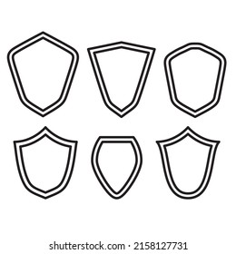 Shield icon set.Outline web pictograms.Armor symbol.Isolated on white background.Vector flat illustration.
