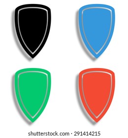shield icon with shadow - colored vector set