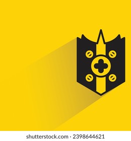 shield icon with shadow on yellow background