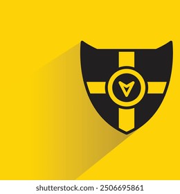Icono de escudo con sombra sobre fondo amarillo